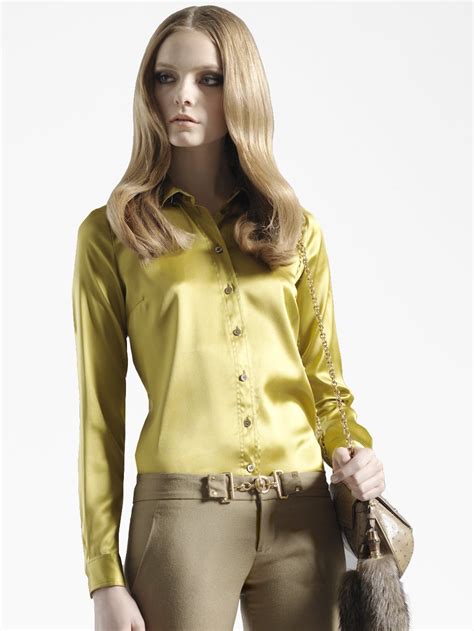 women's button down blouse yellow stripe with flowers gucci guilty|gucci tops for women.